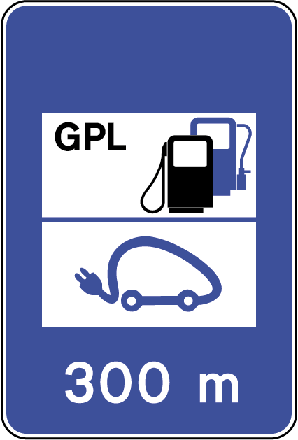 H13d - Posto de combustível com ... tipo de combustível e serviço a veículos elétricos