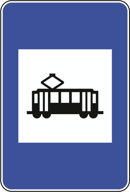 H20b - Paragem de veículos de transporte coletivo de passageiros que transitem sobre carris